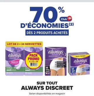 -70% sur Always Discreet