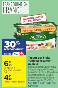 Yaourts aux Fruits "Offre Découverte" ACTIVIA