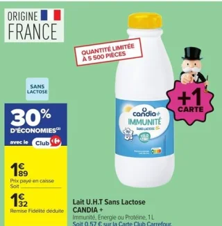 Lait U.H.T Sans Lactose CANDIA +