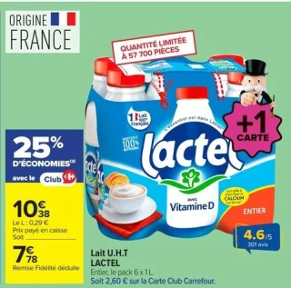 Lait U.H.T LACTEL