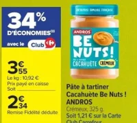 Pâte à tartiner Cacahuète Be Nuts! ANDROS