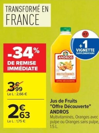 Jus de Fruits "Offre Découverte" ANDROS