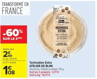 Tartinables Extra ATELIER DE BLINI Houmous, Tzatziki ou Ktipti