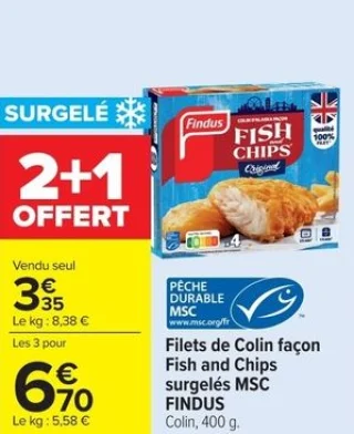 Filets de Colin façon Fish and Chips surgelés MSC FINDUS