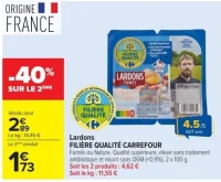 Lardons FILIÈRE QUALITÉ CARREFOUR Fumés ou Nature