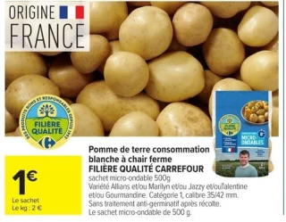 Pomme de terre consommation blanche à chair ferme FILIÈRE QUALITÉ CARREFOUR