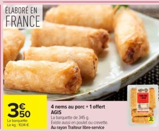 4 nems au porc + 1 offert AGIS