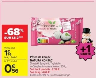 Pâtes de konjac NATURA KONJAC (Shirataki, Spaghetti, Tagliatelle ou Spaghetti avoine et konjac)