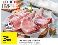 Porc : côte avec os à griller