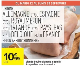 Viande bovine : langue à bouillir