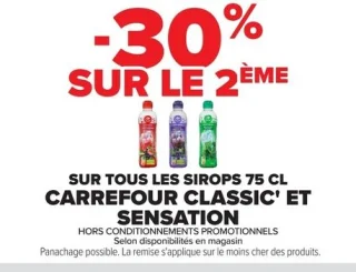 Sirops 75 cl Carrefour Classic' et Sensation