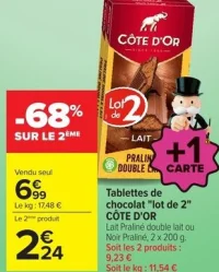 Tablettes de chocolat "lot de 2" CÔTE D'OR