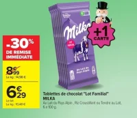 Tablettes de chocolat "Lot Familial" MILKA