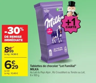 Tablettes de chocolat "Lot Familial" MILKA