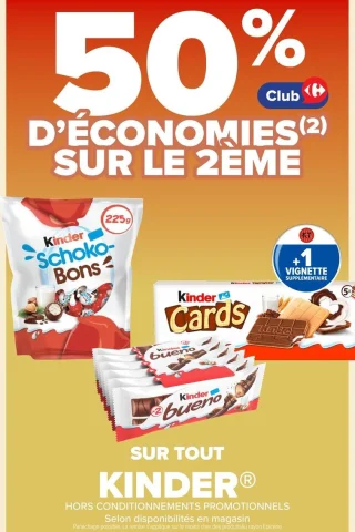 Gamme de chocolats Kinder (Schoko-Bons, Cards, Bueno)