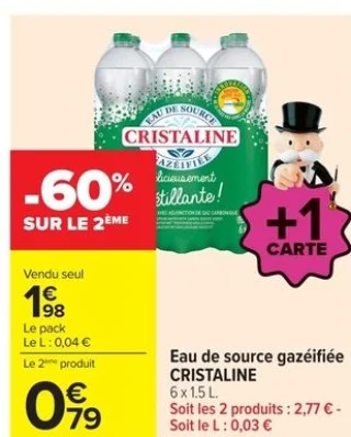 Eau de source gazéifiée CRISTALINE