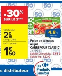 Pulpe de tomates au jus CARREFOUR CLASSIC'