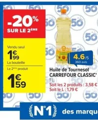 Huile de Tournesol CARREFOUR CLASSIC'
