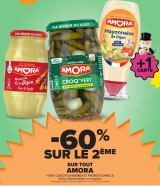 Gamme de condiments Amora (Moutarde, Cornichons, Mayonnaise)