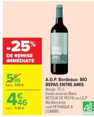 A.O.P. Bordeaux- BIO REPAS ENTRE AMIS