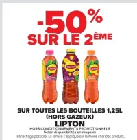 Sur toutes les bouteilles 1,25L (hors gazeux) Lipton