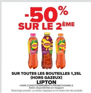 Sur toutes les bouteilles 1,25L (hors gazeux) Lipton