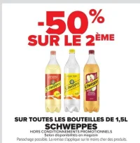 Sur toutes les bouteilles de 1,5L Schweppes