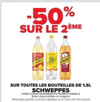 Sur toutes les bouteilles de 1,5L Schweppes