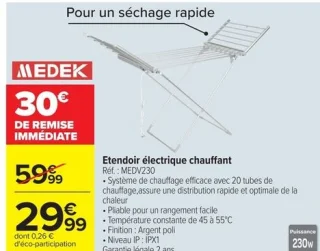 Etendoir électrique chauffant Medek