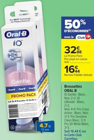 Brossettes ORAL B iO Gentle / Ultimate / Pro Cross Action / Pro Sensitive Clean / Pro 3D White