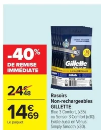 Rasoirs Non-rechargeables GILLETTE Blue 3 Comfort / Sensor 3 Comfort