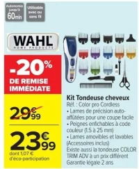 Kit Tondeuse cheveux Wahl Color pro Cordless
