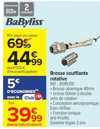 Brosse soufflante rotative Babyliss