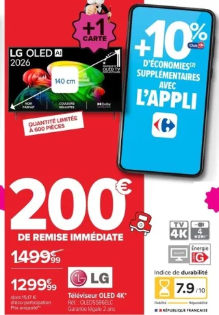 Téléviseur OLED 4K LG Réf : OLED55B6LC