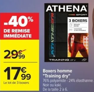 Boxers homme "Training dry" Athena