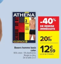 Boxers homme basic color Athena