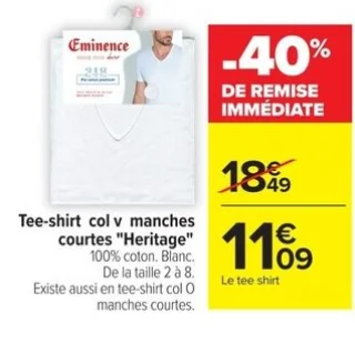 Tee-shirt col v manches courtes "Heritage" Eminence