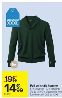 Pull col châle homme Tex