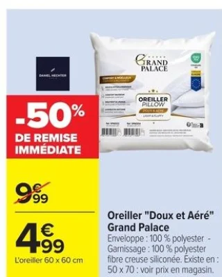 Oreiller "Doux et Aéré" Grand Palace
