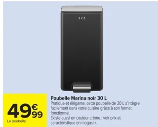 Poubelle Marina noir 30 L EKO
