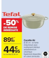 Tefal Cocotte Air Ø 30 cm en fonte d'aluminium