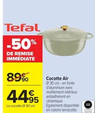 Tefal Cocotte Air Ø 30 cm en fonte d'aluminium