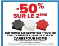 Carrefour Home Serviettes "Toucher Tissu" couleurs unies 38 x 38 cm