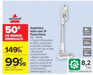 Aspirateur balai sans fil PowerClean Bissell 4264N