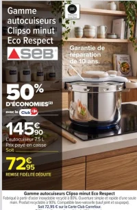 Gamme autocuiseurs Clipso minut Eco Respect SEB