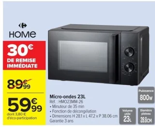 Micro-ondes 23L Home HMO23MM-26