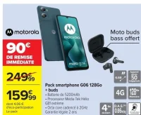 Pack smartphone Moto G06 128Go + buds