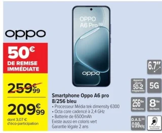 Smartphone Oppo A6 pro 8/256 bleu