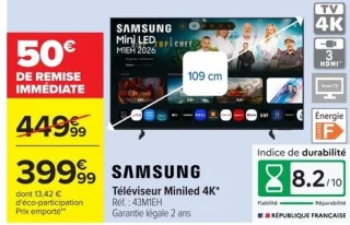 Samsung Téléviseur Miniled 4K* Réf. : 43M1EH
