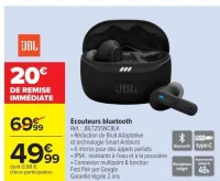 Ecouteurs bluetooth JBL JBLT255NCBLK